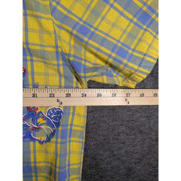 Bugle Boy Vintage Yellow Plaid Short Sleeve Button Up Shirt Hawaiian Y2K Size L - Picture 6 of 10